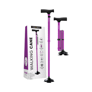 Bâton de marche pliant réglable violet avec poignée en EVA pointe pivotante <span class=keywords><strong>canne</strong></span> de marche lourde pour hommes femmes debout libre pour la randonnée - Product Image 1