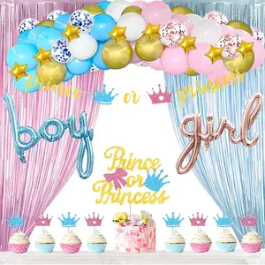 Nicro Foil tenda sfondo ragazzo o ragazza puntelli per foto forniture per feste sfondo della parete arco di palloncini Gender Reveal Kit di decorazione