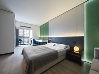 Aménagement intérieur personnalisé de chambre d'hôtel, plan d'étage 2D en CAO, rendu 3D, visualisation de la décoration