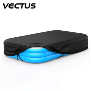 Couverture de piscine rectangulaire gonflable en tissu Oxford Vectus OEM noir, imperméable, laminée PVC, avec bande élastique intégrée et boucle supplémentaire - Product Image 1