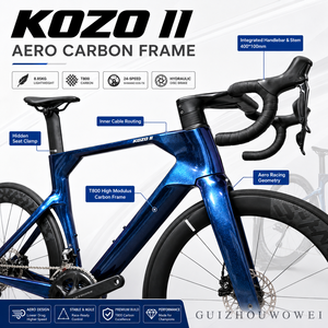 เฟรมจักรยานเสือหมอบ Kozo Carbon Lightweight 24 สปีด รุ่น Wheeltop 2x12 ยาง 700x28c ระบบดิสก์เบรกไฮดรอลิก แกนปลดเร็ว สำหรับแข่งขัน Kozoii(lunfeng) Kozo Ii - Product Image 5