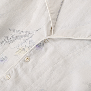 <span class=keywords><strong>Pijama</strong></span> tipo cárdigan de cáñamo ligero y suave para la piel, de manga larga con cuello, estampado de cáñamo, ropa de descanso, venta al por mayor, logotipo personalizado - Product Image 3