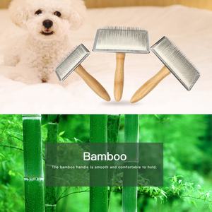 Fabrika toptan özel Logo bambu uzun saç kedi Pin fırça köpek bakım Slicker fırça evcil hayvanlar için - Product Image 6