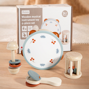 Nuevo Juego de 4 Instrumentos Musicales de Madera, Juguetes Montessori, Sonajero de Madera, Juguetes Sensoriales Musicales de Madera para Bebés y Niños Pequeños - Product Image 2