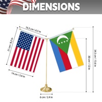 Drapeau des Comores Drapeau de table Vert Blanc Rouge Jaune Rayure et Lune Étoile Salle de conférence Table Caractéristique Embellissement Drapeau