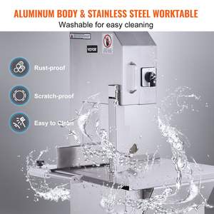 Sierra de cinta de encimera eléctrica de acero inoxidable comercial de 2200W 18,5 \ "X 20,9 \" Workbeach 0-7,1 pulgadas espesor de corte 6 carne - Product Image 5