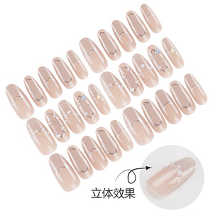 เล็บปลอมสีชมพูเปลือยทรงรีขนาดกลางแบบทำด้วยมือสไตล์อ่อนโยนบริสุทธิ์ทำเล็บที่ทำไว้ล่วงหน้า - Product Image 4