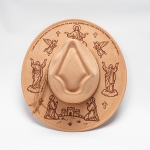 Nouveau Chapeau Fedora Unisexe en Daim Végan à Large Bord en Forme <span class=keywords><strong>de</strong></span> Flèche, Effet Brûlé au Laser, pour la Société <span class=keywords><strong>Jésus</strong></span>-Christ et l'Église - Product Image 1