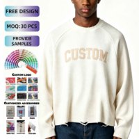 Streetwear Classique Baseball Waffle Knit Thermal Heavyweight 100% Coton Manches Longues Raglan Oversize Col Rond Côtelé