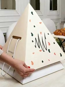 Scatola di Carta Piramidale Personalizzata Riciclabile per Alimenti Caldi, Confezione per Snack Arabi e Prodotti da Forno, Imballaggio Impilabile per Asporto - Product Image 4