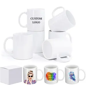Оптовая продажа фарфоровая белая керамическая кружка 11 унций сублимационная кофейная чашка кружка дизайн с коробкой