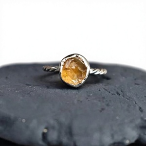 <b>Citrine</b> 925 Sterling Silver Bezel Setting Gemstone <b>Ring</b> Minimalist Everyday Wear Unisex - Product Image 1