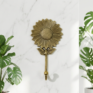 El Más Vendido en Indonesia: Gancho de Pared Decorativo de Metal con Forma de Flor de Girasol Dorado, para Colgar Abrigos en la Cocina - Product Image 2