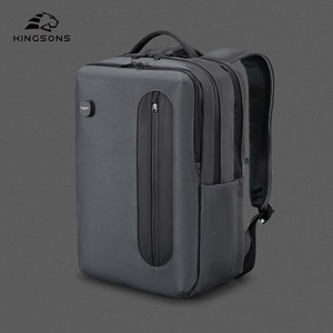 Kingsons Men's Laptop <b>Backpack</b> Gray And Black <b>Multi</b> Functional Business Travel Shoulder Straps Solid Color - Product Image 5