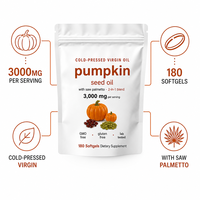 Cápsulas de Aceite de Semilla de Calabaza, 180 Unidades, 3000mg, Prensado en Frío, Virgen, Saw Palmetto, Apoyo Diario para el Bienestar, OEM, ODM, Marca Privada