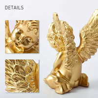 Ensemble de 2 figurines d'animaux en résine artificielle dorée, décoration de jardin d'intérieur, sculpture adorable de 4 pouces, statue commémorative