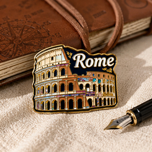 Pins de recuerdo personalizados de metal de zinc con diseño de <span class=keywords><strong>Roma</strong></span>, de dibujos animados bonitos, para insignias, de esmalte suave y duro, con impresión UV, estilo anime - Product Image 3
