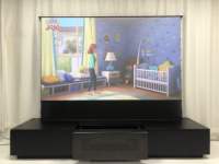 HEYU Écran de projection motorisé intelligent pour vidéoprojecteur laser à ultra courte focale, 100 pouces, 120 pouces, 16:9, pour meuble TV électrique professionnel