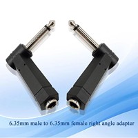 Conector de Audio Mono TS de 6.35mm 1/4" Macho a Hembra, Adaptador de Cable para Altavoz, Guitarra y Auriculares, con Ángulo Recto, para Estudio