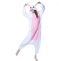 Artı boyutu sevimli beyaz tavşan kostümü yetişkin onesie hayvanlı pijama çin toptan