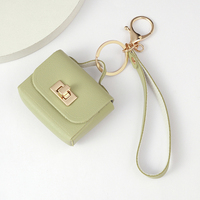Mini sac à dos porte-clés pour femmes, jolie pochette à monnaie en cuir PU avec porte-clés, sac de maquillage multi-poches, porte-cartes, organiseur de câbles