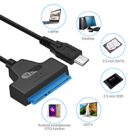 Câble SATA vers USB3.1 Type-C, câble USB-C vers SATA 7+15PIN 22Pin, convertisseur de câbles de disque dur pour disque dur/SSD 2,5 pouces