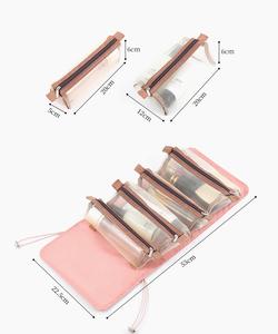 Nouvelle trousse de maquillage écologique à fermeture éclair 4 en 1, portable, multifonction, de capacité moyenne, pliable pour l'organisation - Product Image 6