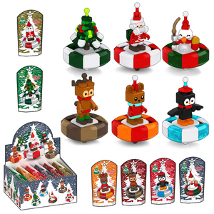 Juguete Giratorio de Bloques de Construcción con Temática Navideña, Diseños de Santa Claus y Árbol de Navidad, para Niños, Juego Educativo y Festivo - Product Image 3