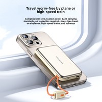 Batterie externe à charge rapide sans fil magnétique 15W et filaire 22,5W, 10000mAh, câble intégré, chargeur portable pour iOS Android