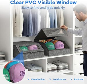 Large Stackable Hat Organizer for Baseball Caps Clear Window Holds 28 Caps Foldable Hat Storage <b>Box</b> for Closet <b>Shelf</b> Storage - Product Image 3