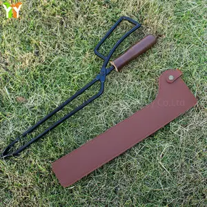 Solid Color Tongs Holster PU Leather Camping Fire Tongs Leather Case Durable Flame Clamp Pocket Waist Holster