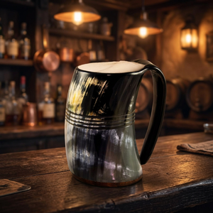 Mugs en corne polie faits à la main, écologiques, personnalisables OEM, forme naturelle, imitation antique, pour bière - Product Image 1