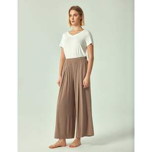 Pantalones de Pijama Anchos Personalizados para Mujer con Bolsillos, Ropa de Dormir de Modal de Bambú, Pantalones de Descanso para Mujer - Product Image 4
