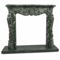 Cheminée en marbre sur mesure, moderne, sculptée à la main, luxe, en marbre Verde Alpi, avec manteau de cheminée en marbre