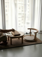 Table basse en bois de frêne de style japonais moderne, table à thé minimaliste zen pour baie vitrée et balcon