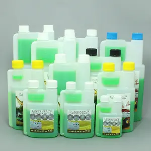 2 Liter natürliche HDPE Zweikammer-Kunststoffsp ender Doppel hals flasche mit 4 Unzen Dosierung kammer, 38mm und 28mm