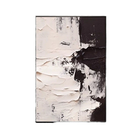 Peinture à l'huile faite à la main de texture noire et blanche simple de style crème abstrait d'art moderne pour l'hôtel