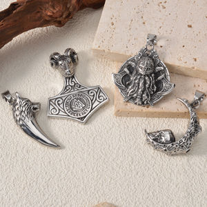 Pendentif Marteau Viking Nordique Punk en Acier Inoxydable Plaqué Or, Motif Géométrique, Bijou Unisexe Tendance, Vente en Gros - Product Image 2