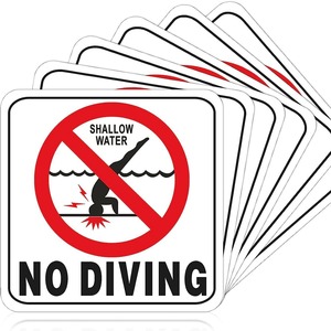 Señal de Seguridad de Prohibido Bucear, Advertencia de Aguas Poco Profundas, Tablero de PVC Adhesivo, Etiqueta de Seguridad para Piscina, Alerta Visual - Product Image 1