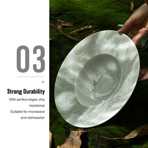 Ресторан отеля, 11 дюймов, реактивная черная зеленая белая глазурь, керамическая фарфоровая суповая паста, обеденная тарелка - Product Image 5