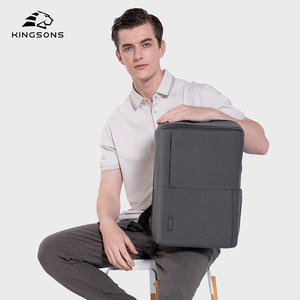 Kingsons Men's Business <b>Backpack</b> Grey Water Resistant Laptop <b>Compartment</b> Shoulder Straps For Business Travel - Product Image 1