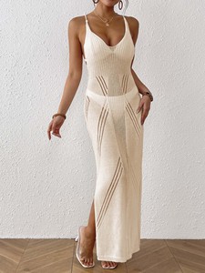 <span class=keywords><strong>Robe</strong></span> <span class=keywords><strong>de</strong></span> plage sans manches en dentelle à lacets, tricotée, décolleté plongeant, sexy, dos nu, pour femme - Product Image 3