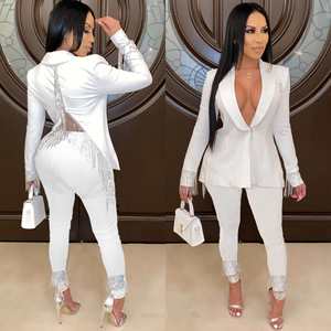 Da donna Boutique due pezzi Set autunnale con nappine e Top Set da ufficio da donna Set Casual da Jogger per abbigliamento da donna da ufficio - Product Image 4