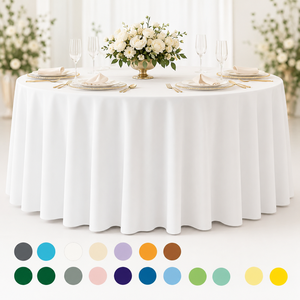 Wholesale Custom Color <b>Round</b> Polyester <b>Tablecloth</b> Waterproof Option <b>for</b> Hotel Banquet Event Rental Bulk Supply - Product Image 1
