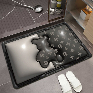Alfombra de baño Cool Bear 3D con dibujos animados, rectangular, de fibra de poliéster, absorbente, antideslizante, para baños - Product Image 5