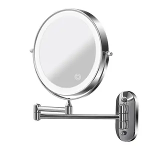 Bathroom Mirror Wall hanging folding mirror hotel non-perforated double-sided lamp magnifying glass led cosmetic mirror