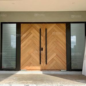 Porte en bois massif à double porte commerciale haut de gamme pour entrée extérieure avec serrure intelligente - Product Image 3