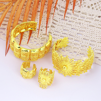 Vente en gros de bracelets et bagues en plaqué or 24 ct JXX style Dubaï pour femmes, bijoux de mariage/fête/fiançailles