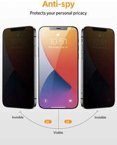Protection d'écran anti-espion pour iPhone 16 15 14 13 12 11 Pro Max, verre trempé 9H, couverture intégrale, <span class=keywords><strong>film</strong></span> anti-regard - Product Image 3