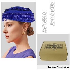 Fleur perles frange femmes élégant église chapeaux <span class=keywords><strong>cérémonie</strong></span> hôtesse de l'air formel femmes béret laine thé fête chapeaux - Product Image 2